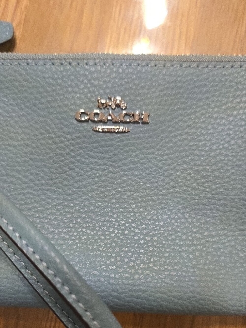 Coach Pebbled Leather Wristlet in Blue - Picture 2 of 8